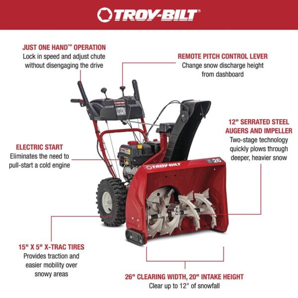 Troy-Bilt® Storm™ 26" 243cc Two-Stage Electric Start Gas Snow Blower - Image 2