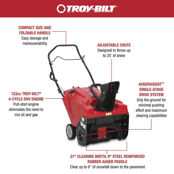 Troy-Bilt® Squall™ 123cc 21" Single-Stage Gas Snow Blower - Image 2