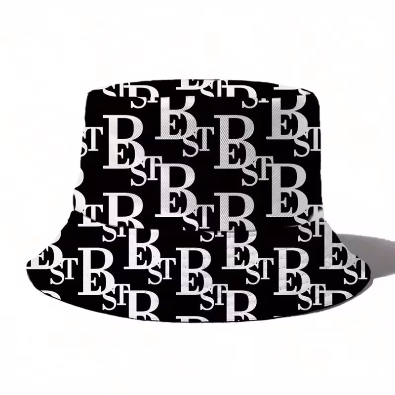Unisex Lightweight Polyester Bucket Hat with Black & White “STREET STREets” Print – Adjustable Fit, Hand Washable for Outdoor, Beach, Parties & All-Season Wear, Beach Hat, Party Accessory, Street Style Accessory, Durable Headgear