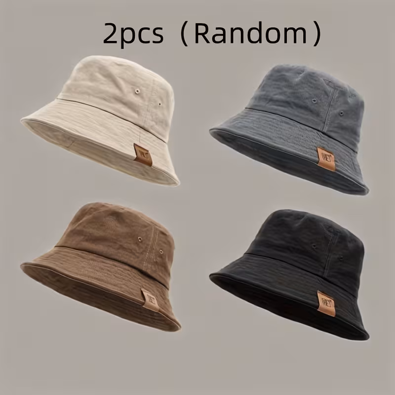 2pcs Teen Hats – Lightweight Foldable Bucket Hats with Adjustable Drawstring Closure, Wide Brim Sun Protection – Beige/Black/Brown/Dark Gray – for Outdoor, Beach, Travel, School, Formal Events – Ideal Christmas/Halloween Gift for Teens, Beach Accessories, Casual Fashion Accessory, Comfortable Fit, Unisex Cap, Outdoor Enthusiasts