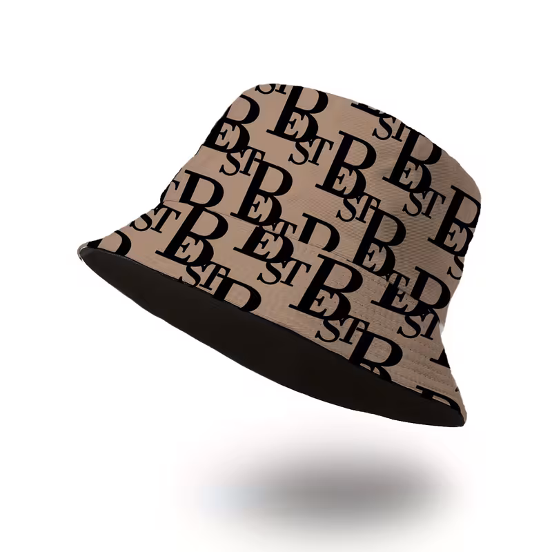 [Lightweight Bucket] 1pc Unisex Bucket Hat | 100% Polyester, Lightweight, Holiday Theme, New Year’s Essential | Outdoor Versatile, Easy to Carry, Woven Craftsmanship, Random Print Pattern, Non-Stretch, Letter B Print