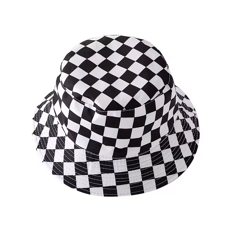 Black & White Checkered Bucket Hat
